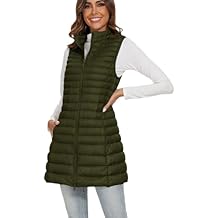 Long Puffer Vest for Women Winter Lightweight Down Vest Black Womens Vests Outerwear Sleeveless Jacket with Pockets