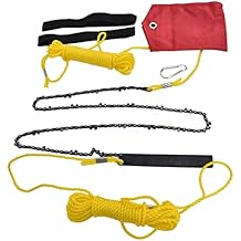 48 Inch Tree Limb Hand Rope Chain Saw, Manual Folding Pocket Chainsaw with 63 Sharp Teeth for Gardening Tree Trimming