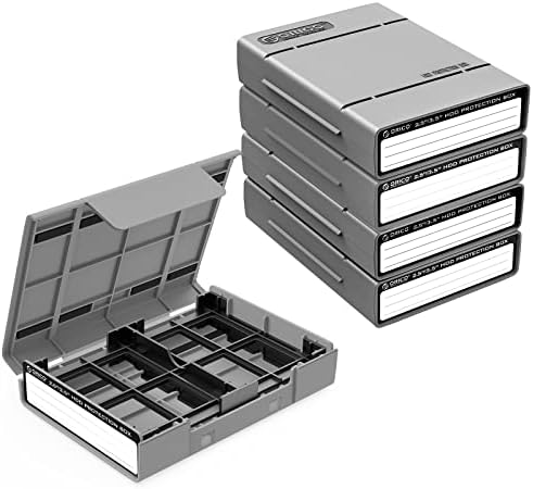 ORICO 5-Pack Hard Drive Carrying Case Protective Box for 3.5/2.5 Inch SSD HDD Portable with Anti-Static,Shockproof and Dust Proof Travel Storage Bag-PHP25-5C