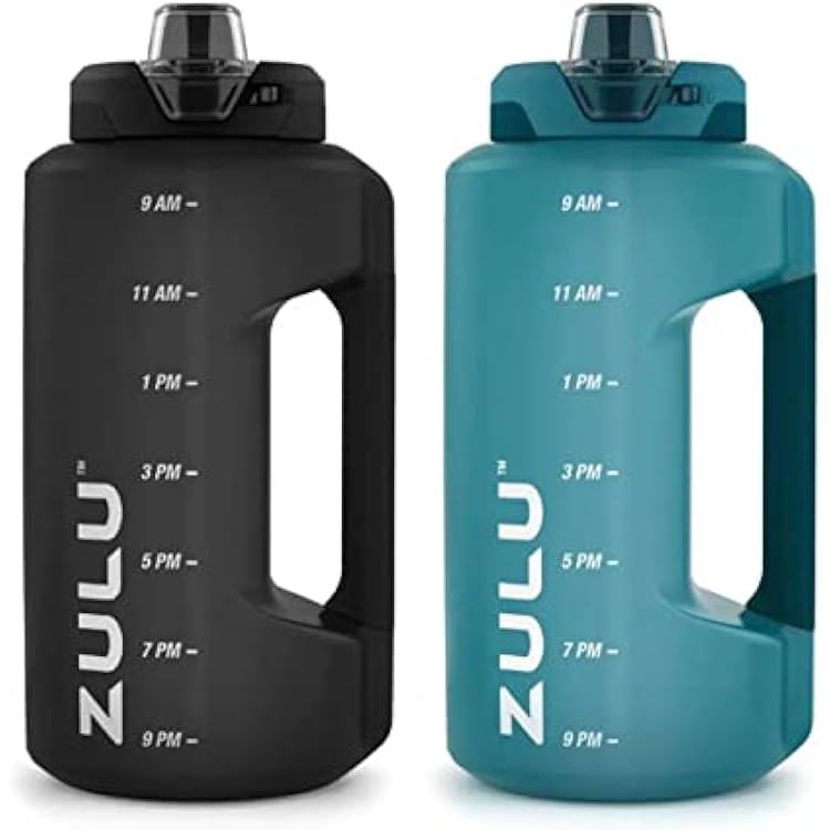 ZULU 2 HALF GALLON WATER BOTTLE Black and Aqua