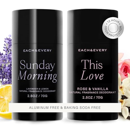 Each & Every Aluminum-Free Deodorant Bundle Lavender & Lemon 2.5oz  Rose & Vanilla 2.5oz