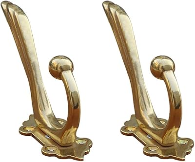 2Pcs Antique Solid Brass Clothes Hooks, Entryway Coat Hooks, Scarf and Jacket Hangers, Bath Towel Heavy Hooks Gold