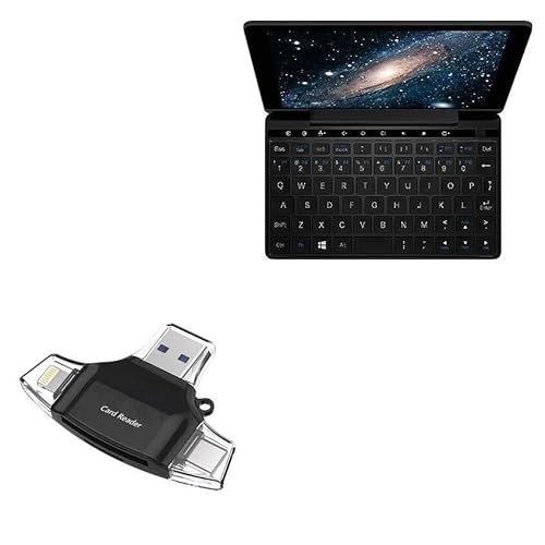 BoxWave Smart Gadget Compatible with Lanruo Amber Black GPD Pocket 2 - AllReader SD Card Reader, microSD Card Reader SD Compact USB - Jet Black