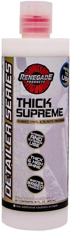 Renegade Products Thick Supreme Rubber, Vinyl & Plastic Dressing Interior/Exterior Thick, High Shine, Water-Based Formula Ready to Use (16 OZ)