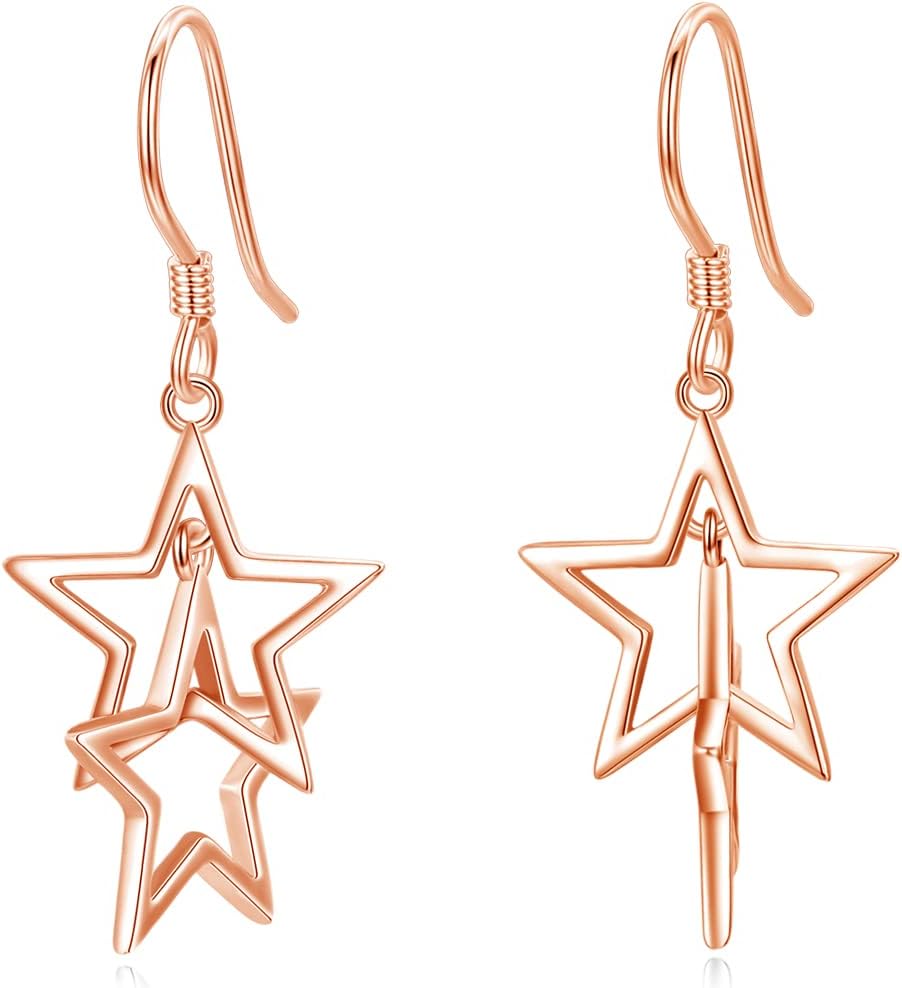 Star Earrings for Women S925 Sterling Silver Star Dangle Drop Earrings Star Jewelry for Women Birthday Anniversary Thanksgiving Halloween Christmas