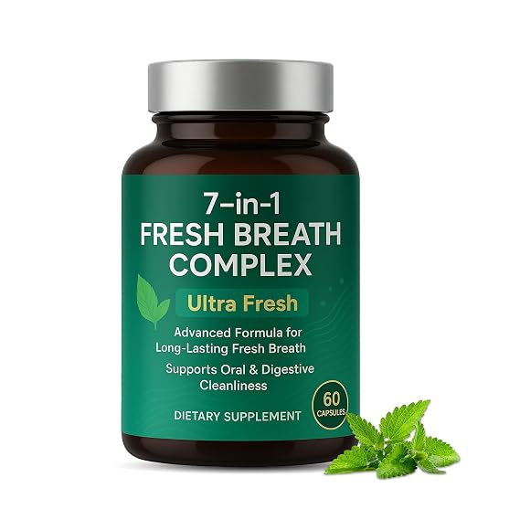 Zero Breath Bad Breath Capsules - Breath Freshener 7 in 1 Bad Breath Solution with Organic Chlorophyllin, Mint & Probiotics, Vegan, Gluten-Free (1)