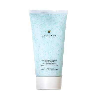 SUNDARI Sandalwood Cleanser - 6.0 Fl Oz, Ayurvedic Face Wash with Jojoba Beads, Removes Impurities & Exfoliates, For Normal-Combination Skin