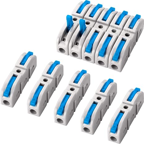 20 Pcs Wire Connector, 1 Conductor Compact Wire Splicing Connectors for Circuit Inline 24-12 AWG (Blue)