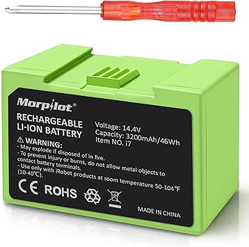 14.4V 3200mAh i7 Battery Replacement for iRobot Roomba e and i Series, Large Capacity Battery Compatible with Roomba i7 i7+ i8 i6 i4 i4+ i3 i3+ i7158 J7 7150 7550 and e e5 e6 e5150 e5152 e6198 Etc