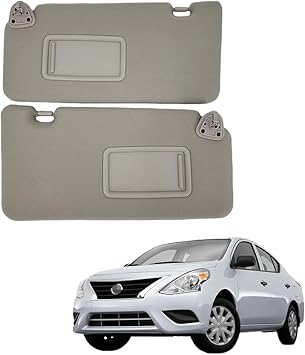 Car Sun Visor Compatible with Nissan Versa 2007-2012 Sunvisor Tiida 2004 2005 2006-2011 2012 Left Driver Right Passenger Sunshade(Gray Left)